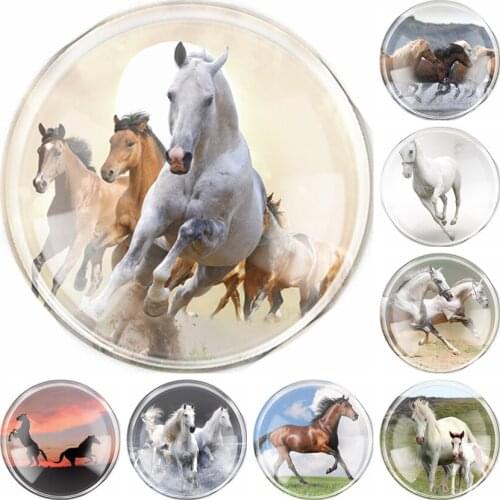 New Handmade 6 Size Glass Mixed Horse galloping Flatback Camo Cabochon Domed DIY Jewelry Charm Photo Pendant Setting