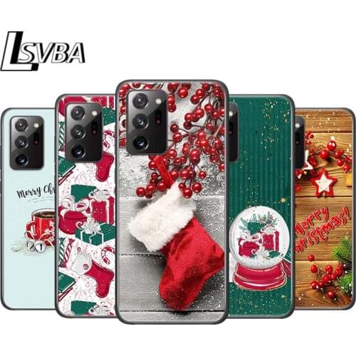 New Year Gifts Christmas for Samsung Galaxy Note 20 Ultra 10 9 8 Pro S10E S10 5G S9 S8 S7 Plus Bright Black Phone Case