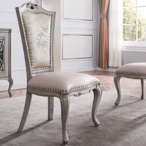 American Country Solid Wood Dining Chair Simple Restaurant Fabric Soft Backrest Leisure Chair