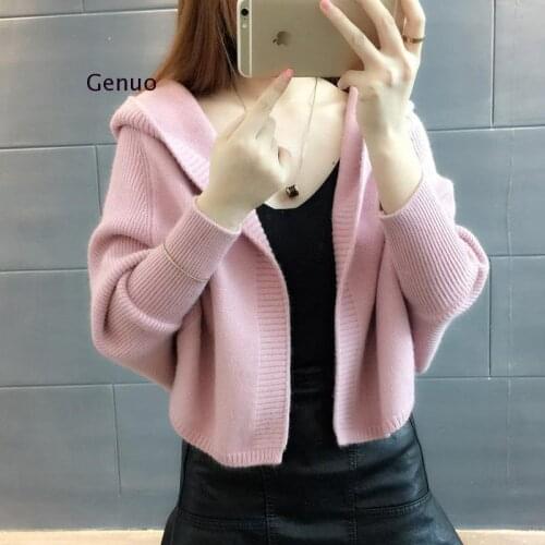 Autumn Winter Hooded Cardigans and Sweaters 2021 New Batwing Sleeve Shawl Jacket Ladies Knitted Cape Female Cloak Coat