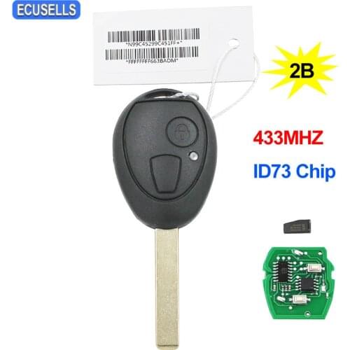 2 Button Remote Smart Car Key 433Mhz ID73 Chip Uncut Blade For BMW Mini for Cooper 2002 2003 2004 2005 R50 MG ZT ZR ZS Rover 75