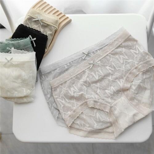 Sexy lace Mid-rise Panties women summer Quality sweet Girly mesh Seamless Panties lingerie women Panties N701