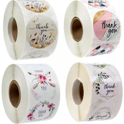 Wedding invitation envelop stickers thank you craft labels 1 inch 500pcs/roll floral design