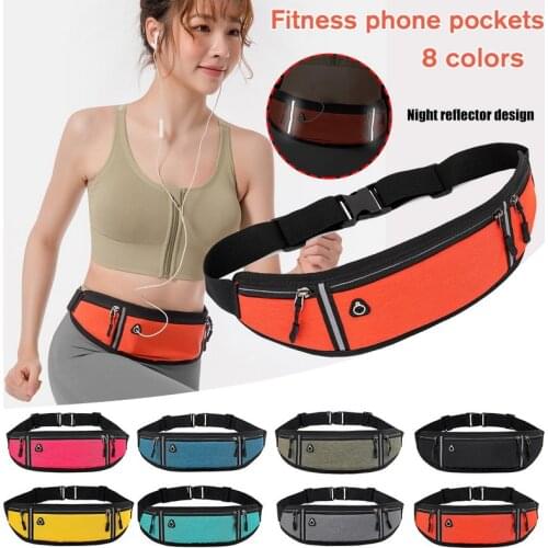 New Fitness Reflective Waist Bags Sport Pack Purse Travel Canvas Phone Bag Pockets Outdoor Sports Light Strips Bag For Men Women