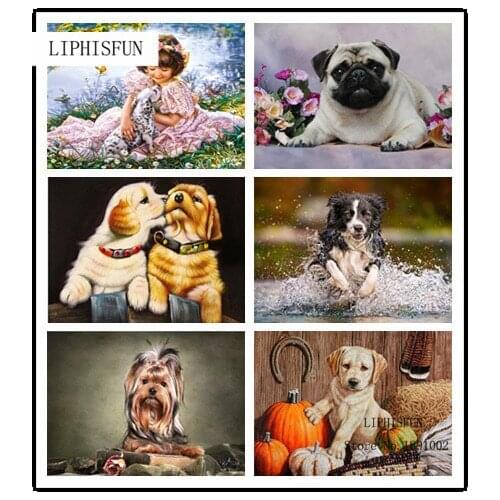 Animals Home Decoration 5D Diy Diamond Painting Resin Full Diamond Embroidery Needlework Dogs