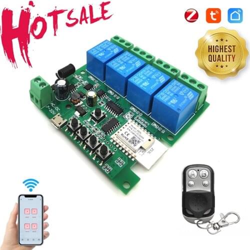 Wifi Smart Light Switch,Wifi Module,4CH DC 5/12/32V RF433 Receive 10A Relays Work With Alexa Google Assistant,Tuya Smart Life