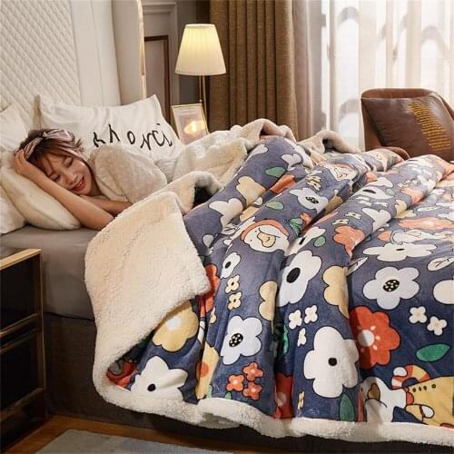 Blanket thickening faux lamb wool winter nap cover coral fleece warm flannel duvet cover comfortable