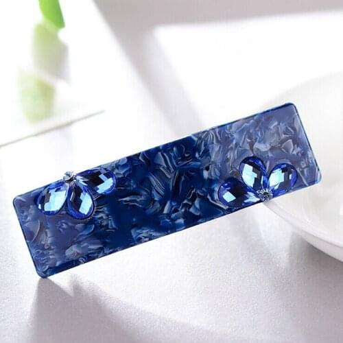 Top Quality Korea Cellulose Acetate Crystal Hair Barrette Skinny Rhinestone Hair Clips Marble Barrette