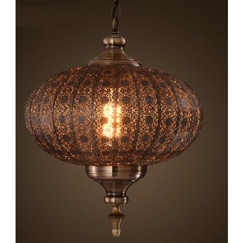 Southeast Asian vintage lantern pendant lights living room aisle balcony dining room Hollow carving lamps hanging light fixtures