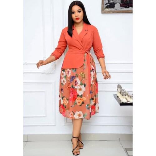 Women Print Blazer Dress Long Sleeve Patchwork Midi Dresses Spring Autumn Office Lady Outfit Loose Elegant Female Robes S-3XL