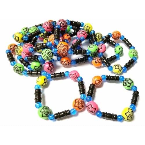 2 pcs Flower Bracelet Girls Kids Pretend Birthday Fun Party Favor Gift Beads Pinata Bag Filler Loot Gift Novelty Prize