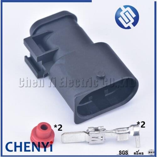 1 set 2 Pin 6.3mm series auto male waterproof automotive electrical connector