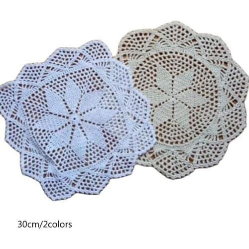 30CM HOT cotton placemat cup coaster mug kitchen Christmas dining table place mat cloth lace Crochet tea coffee doily dish pad