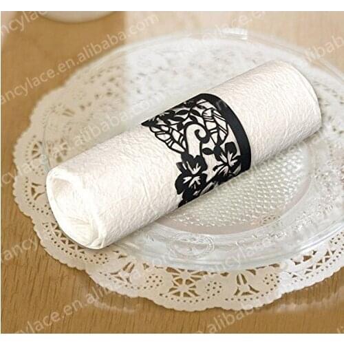 50pcs Hot Sales Party Decorations Laser Cut Paper Craft Flowers Napkin Rings for Wedding Free Shipping