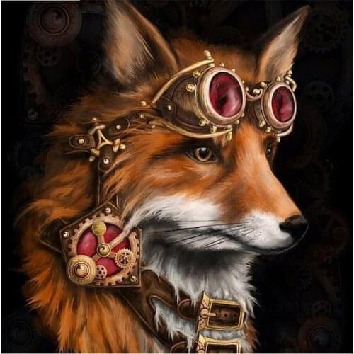 5D Diamond Mosaic Cartoon Full Square Resin Crystal Wall Art DIY Diamond Painting Fox Pattern Needlework Children Room