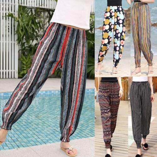 Womens Printed Fashion Pants Trousers Bohemian Beach Bloomers High Quality Loose Seaside Casual Pant Штаны Женский Dropshipping