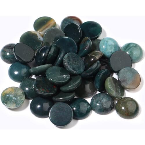 12mm Natural Stone Cabochon Aquatic Bead Quartz Crystal Round Flat Back Loose Beads Cabochons For Jewelry Making Accessories