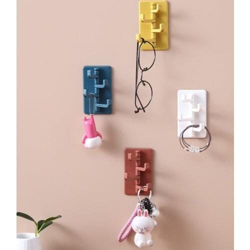 Household Multifunction Hook Wall-Mounted Punch-free Self-adhesive Key Sundries Clothing Storage Universal Hooks Organizer Shelf