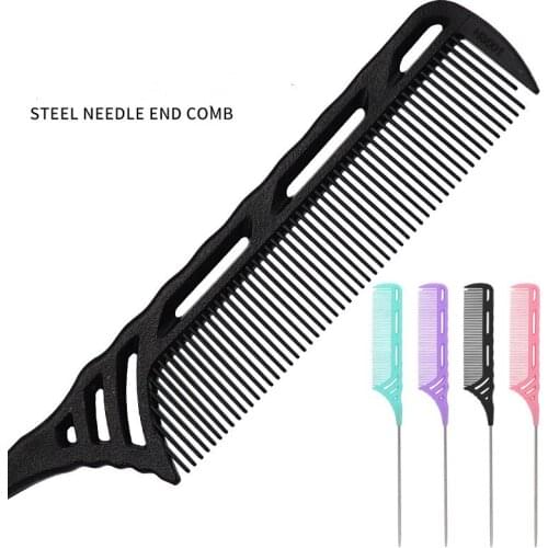 Black Fine-tooth Comb Metal Pin Anti-static Hair Style Rat Tail Comb 220x28x4mm Hair Edge Trimmer Styling Beauty Tools