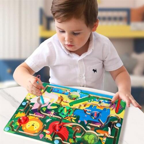 Children toy early education puzzle maze animal traffic dinosaur organ magnetic maze toy children logical thinking concentration