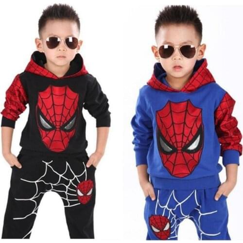 Spiderman 2pcs Children Costume Boys Clothing Sets Spring Coat Kids Pant Clothes Set Girls Hoodies and Sweatshirt Trousers Baby