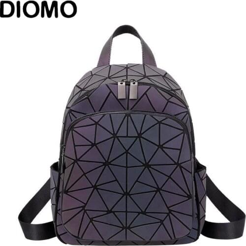 DIOMO 2020 New Backpack Purse for Women Preppy Style Small Daypack Fashion Geometric Reflective Back Pack for Girls