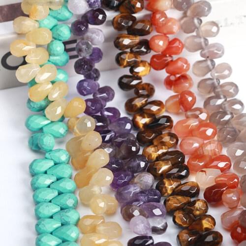 Natural Teardrop Stone Faceted Beads For Jewelry Making Top-Drilled Loose Spacer Accessorries Beads For Bracelet Necklace
