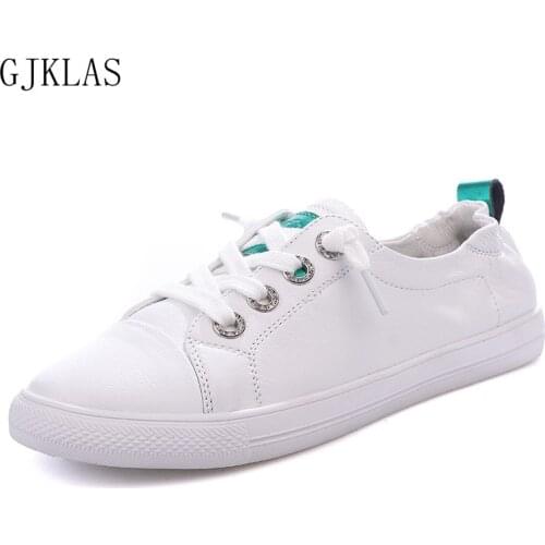Genuine Leather Casual Shoes Woman Flats White Sneakers Women Shoes Casual Fashion Vulcanize Shoes Woman Real Leather Sneakers