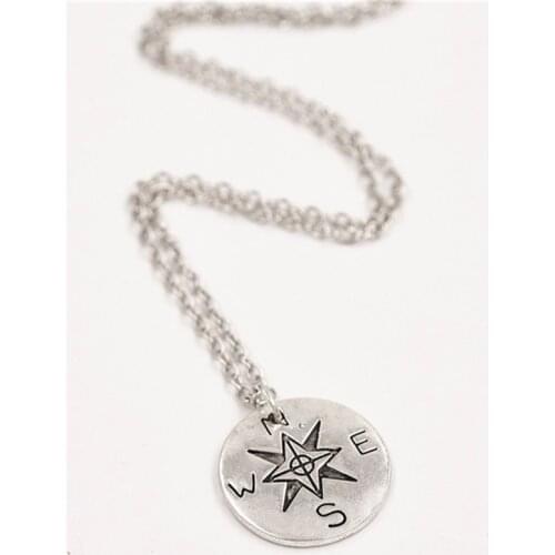 Letter Lettering"NOT ALL WHO WANDER ARE LOST" Round Handmade Necklace. Compass Necklace North and South Direction Outdoor