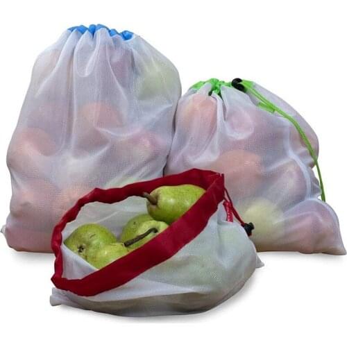 Reusable Mesh Produce Bags with Drawstring,Mesh Produce Bags with Tare Weight,Washable Produce Bags for Fruit,Vegetables