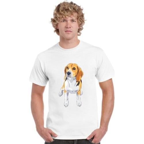 Beagle Dog Fashion T-shirt Round Neck Short Sleeves Cotton Tops Casual Clothing