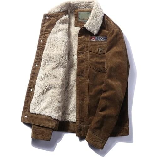 Men Jacket Short Autumn Faux Lamb Fur Collar Corduroy Cotton Coat Winter Jackets Mens Manteau Homme Hiver KJ964