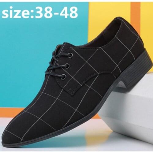Men Bussiness Dress Shoes Plaid Derby Office Lace Up Leather Shoes Gentlemen Oxford Lightweight Footwear Big Size 38-48