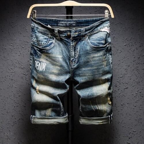 Mens Casual Denim Shorts 2021 Summer New High-quality Cotton Retro Distressed Jeans Shorts