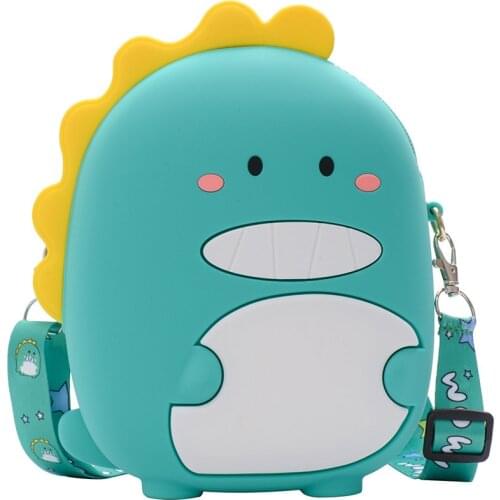 Soft Silicone Childrens Bag Coin Purse Mini Cartoon Dinosaur Shoulder Bag Coin Purse Messengers Bags Mobile Phone Bag
