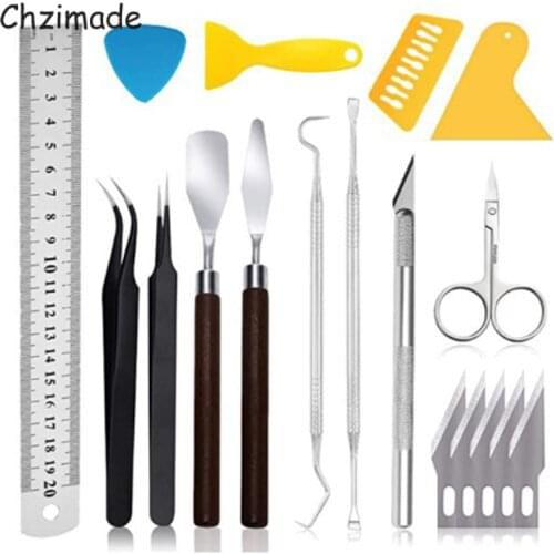 Chzimade 18Pcs/lot Polymer Clay Tools Pottery Tools Set Wooden Pottery Modeling Sculpting Clay Cleaning Tool Sets
