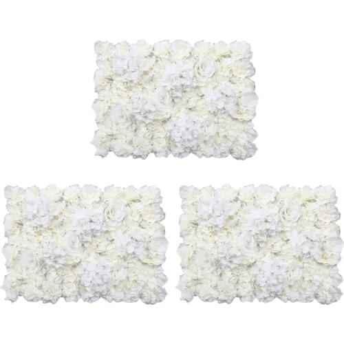 Pieces of 3 Silk Flower Wall Panel Mat for Wedding Venue Floral Arrangement DIY Centerpieces Cream 40 x 60cm