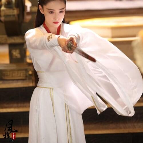 Newest TV Play Border-Town Prodigal Zhang XunYu Same Design Hanfu Sword Women Cross-gender White Heroine Performance Costume