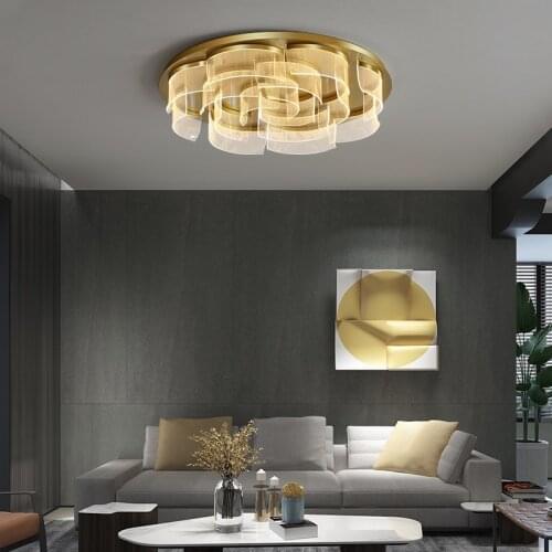 Dining Living Room LED Ceiling Lamp Creative Round Light Guide Plate Fixtures Study Bedroom Indoor Gold Postmodern Panel Lights