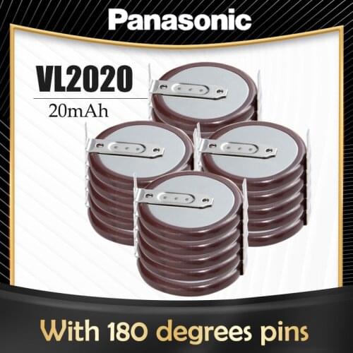 20PCS Panasonic VL2020 VL 2020 3V 20mAh Rechargeable Lithium Battery with 2 Pin Horizontal 180 Degrees Legs For BMW Remote Key