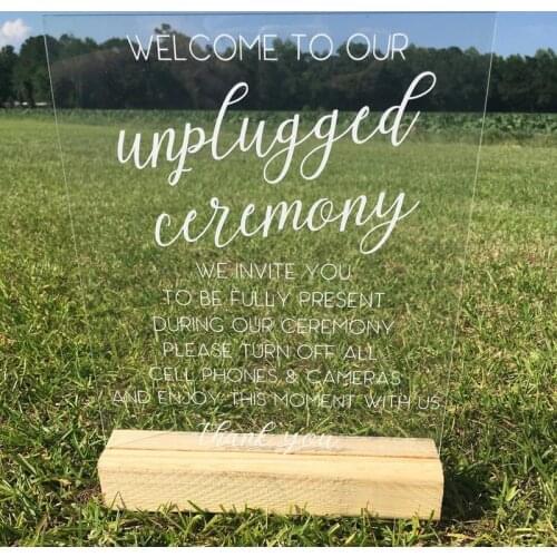 Personalized Acrylic Welcome Sign,Welcome To Unplugged Ceremony Acrylic Sign, Wedding Welcome Sign Acrylic Board without Stand