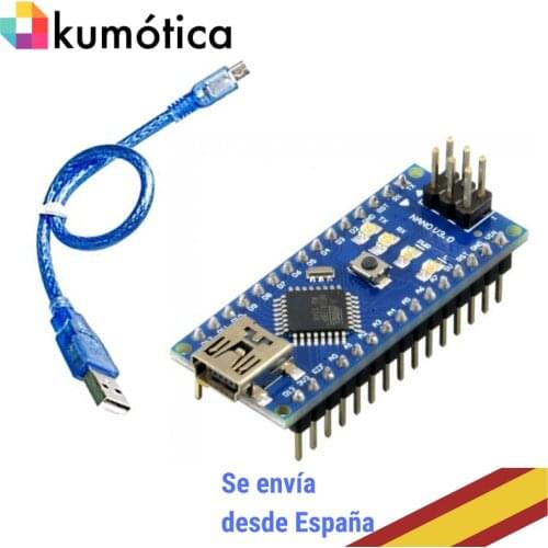 Arduino nano V3.0 plate with welded ATMEGA328 chip is sent with cable 0,3 meters