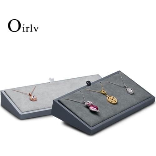 Oirlv PU Leather Jewelry Display Stand PU Leather Necklace Organizer Holder Pendant Display Rack Grey Jewelry Storage Packaging