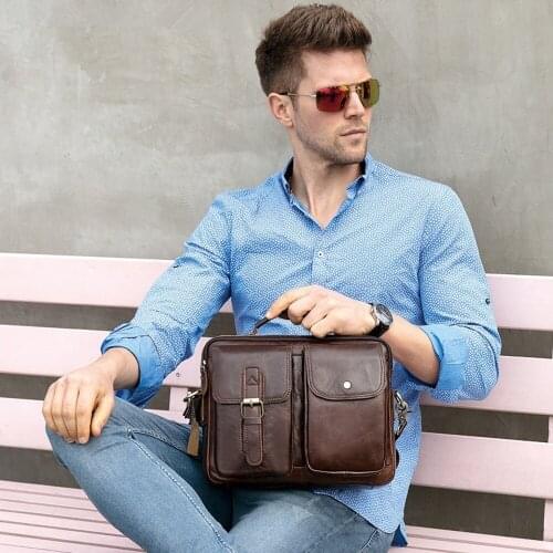 Men Messenger Bags Luxury Genuine Leather Men Bag Designer Business Briefcase Shoulder Bag Zipper Office Bags For Men Handbag