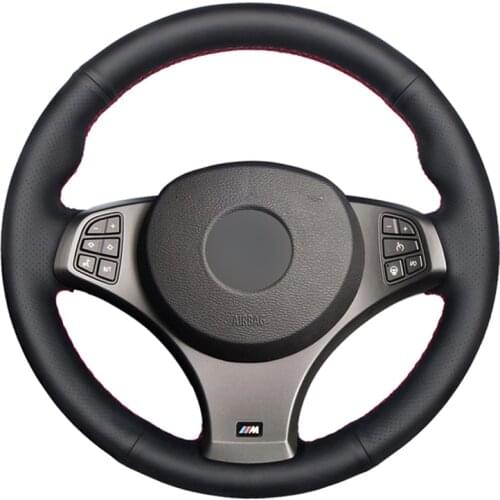 Hand-stitched Black Genuine Leather No-slip Car Steering Wheel Cover for BMW X3 (M Sport) E83 2005 2006 2007 2008 2009 2010