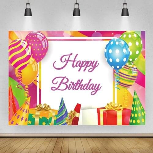 Cartoon Balloon Happy Birthday Party Banner Photography Background Decor Baby Shower Children Photo Booth Studio Props Backdrops
