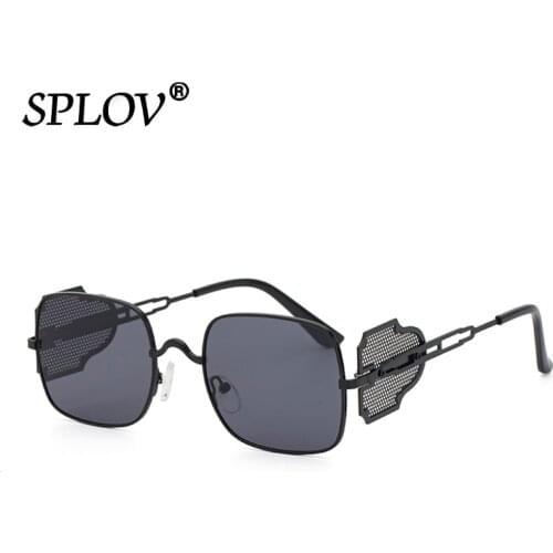 New Steampunk Sunglasses Men Punk Square Sun Glasses Man UV400 Driving Sunglasses Brand Designer Metal Frames side wind-proof