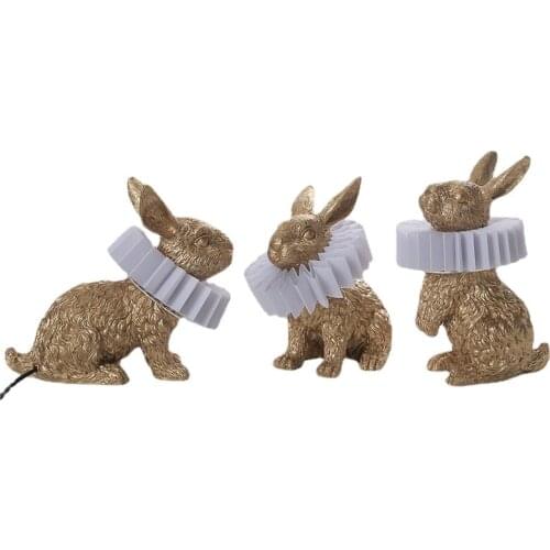 Nordic Resin Rabbit Scarf Led Table Lamp Modern Living Room Childrens Bedside Lamp Cartoon Lovely Rabbit Black Table Lamp