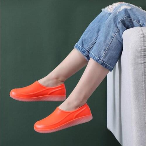 Womens Flat Shoe Spring Autumn Casual Lace up Women man Rain Shoes Rubber Waterproof Shoes For Women male Flat Rain Comfortable