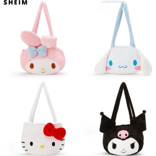 Y2k Kawaii Embroidery Cinnamorolled Hello Kuromied Kittyed Melodyed Plush Shoulder Bag Handbags For Women Female Lolita Girls Za